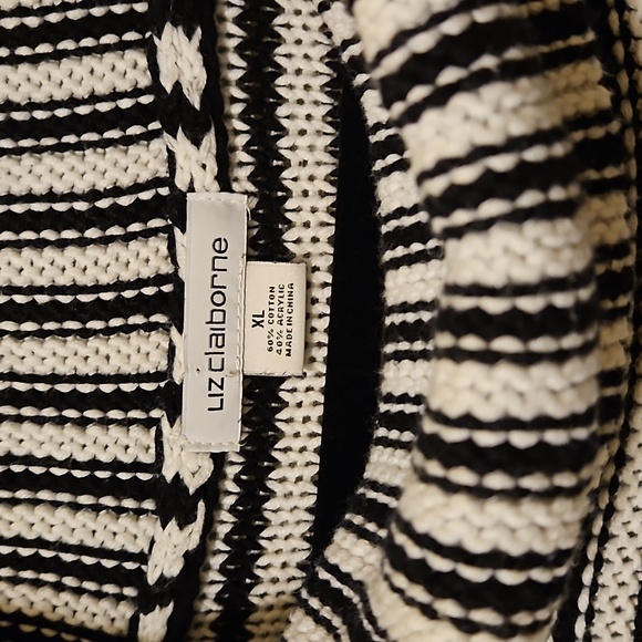 Liz Clairborne multi striped black & white long sleeve sweater - Picture 3 of 4